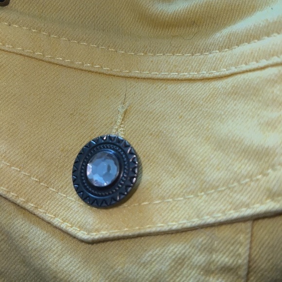 Christopher &‎  Banks yellow embellished jean jacket women’s Sz L - Picture 7 of 9